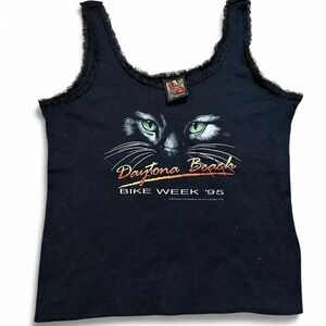 Vintage 90s 3D Emblem Womens Shirt Harley Davidson Tank Top Cat Eyes large